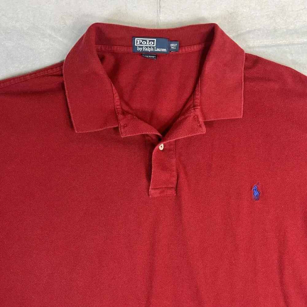 Vintage Polo Ralph Lauren Shirt Mens 3XLT Red Blue Pony Short Sleeve 90s